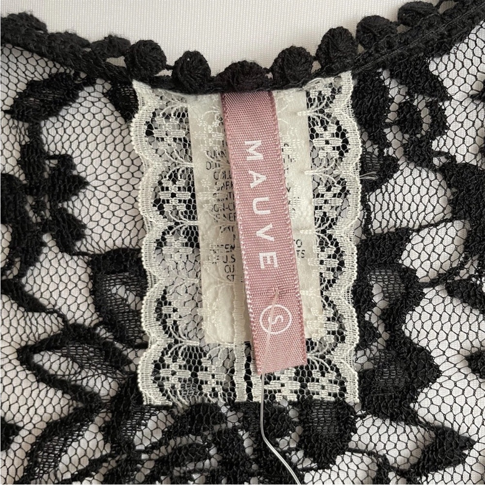 Mauve Black Floral Lace Maxi Kimono Cardigan Open Front NWT Women’s Size Small - Picture 11 of 13